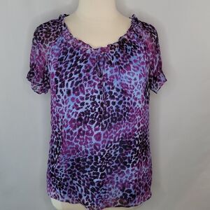 Izod Purple Animal Print Top